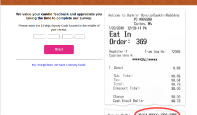 Dunkin Donuts Guest Experience Survey