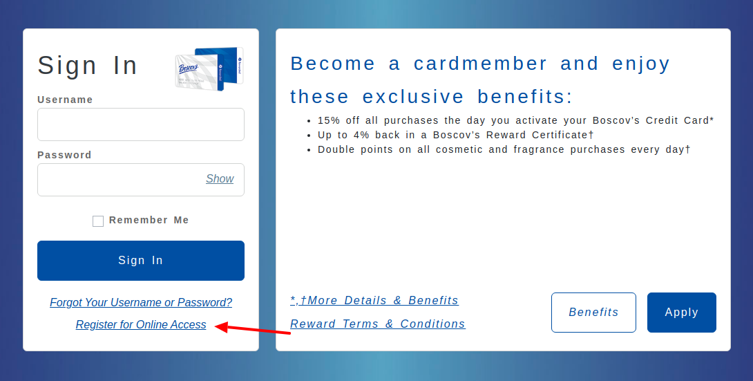 Boscovs Credit Card Register
