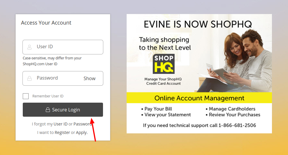 ShopHQ Credit Card Login