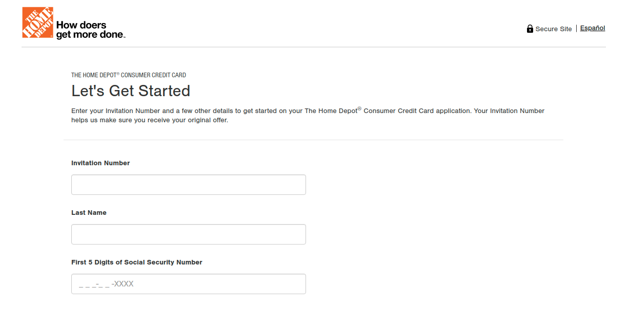 Home Depot Consumer Credit Card Application