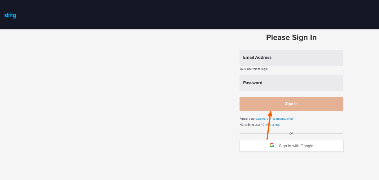 sling tv login