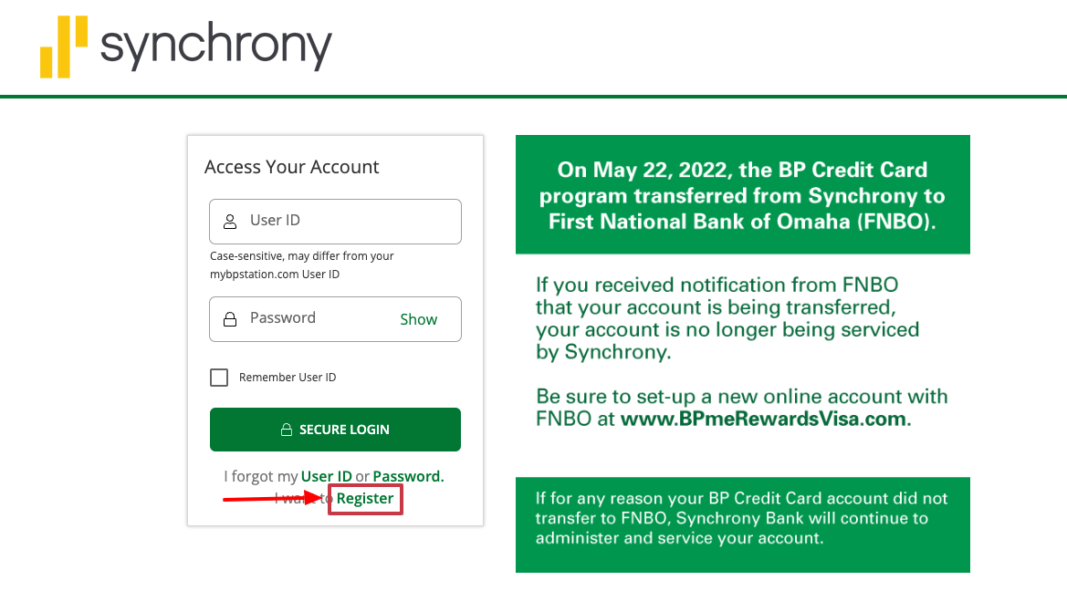 bp gas card register page