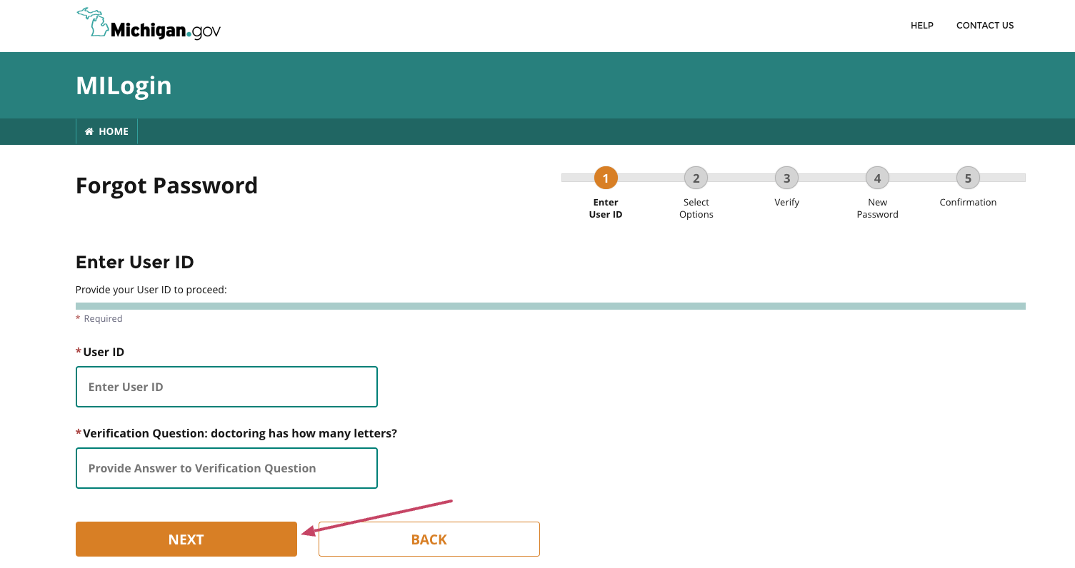 MiWAM forgot password process